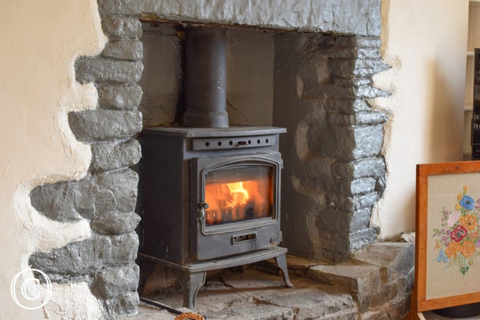wood buring stove at this character cottage in Llantrisant